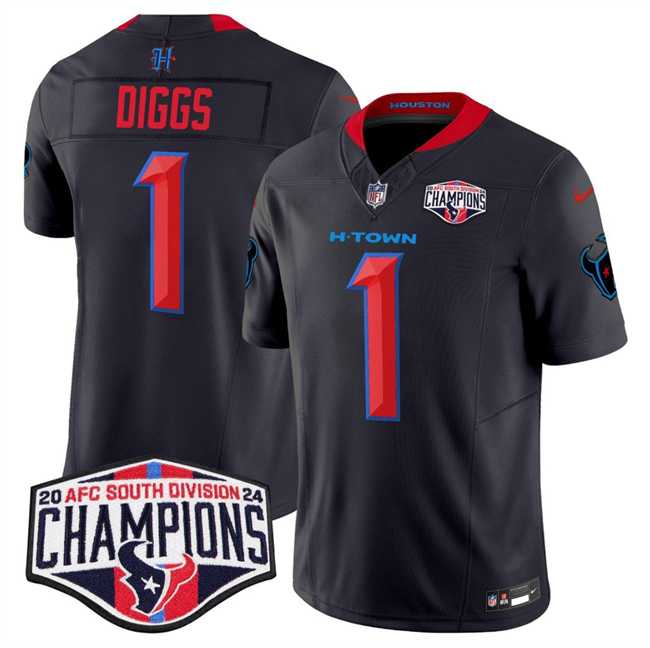 Men%27s Houston Texans #1 Stefon Diggs Navy 2nd Alternate F.U.S.E. 2024 AFC South Division Champions Vapor Limited Stitched Jersey